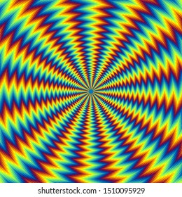 Pulsing fiery background. Spin illusion.