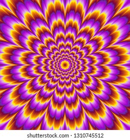 Pulsing fiery flower. Motion illusion.