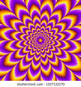 Pulsing fiery flower. Optical expansion illusion.