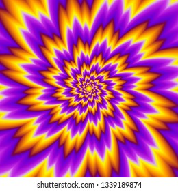 Pulsing fiery flower. Optical expansion illusion.