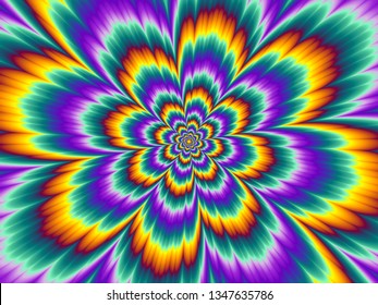 Pulsing fiery flower. Optical illusion of movement.