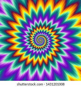 Pulsing fiery flower. Optical illusion of movement.