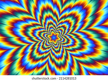 Pulsing fiery flower. Optical illusion of movement.