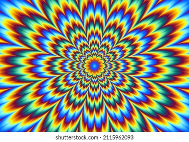 Pulsing fiery flower. Optical illusion of movement.