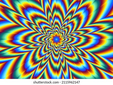 Pulsing fiery flower. Optical illusion of movement.