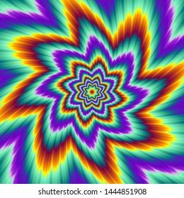 Pulsing fiery flower. Spin illusion.