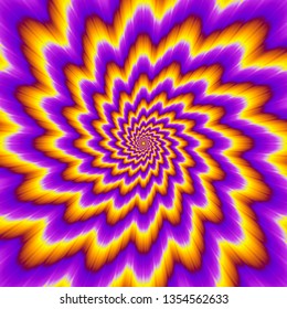 Pulsing fiery spirals. Optical expansion illusion.