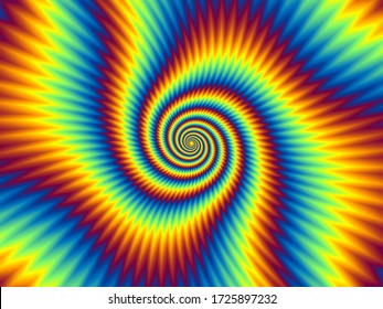 Pulsing fiery spirals. Optical illusion of movement.