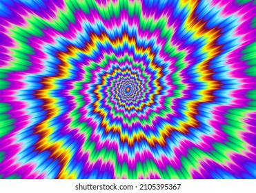 Pulsing fiery spirals. Optical illusion of movement.