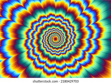 Pulsierende Feuerspiralen. Optische Illusion.