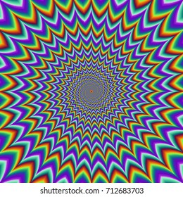 Pulsing fiery spirals. Optical illusion of movement.