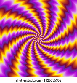 Pulsing fiery spirals. Spin illusion.