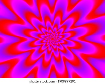 Pulsierende rote Blume. Optische Illusion der Bewegung.
