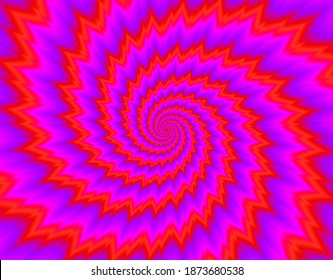 Pulsing red spirals. Optical expansion illusion.