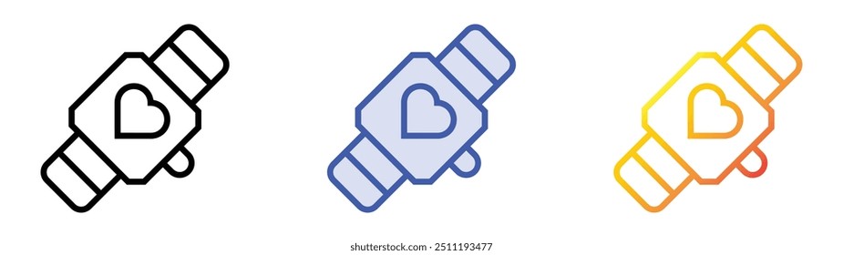 ícone pulsômetro. Design de estilo linear, preenchimento azul e gradiente isolado em plano de fundo branco