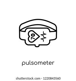 Pulsometer icon. Trendy modern flat linear vector Pulsometer icon on white background from thin line Gym and fitness collection, editable outline stroke vector illustration