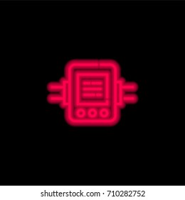 Pulsometer red glowing neon ui ux icon. Glowing sign logo vector