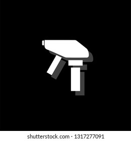 Pulverizer for painting. White flat simple icon with shadow