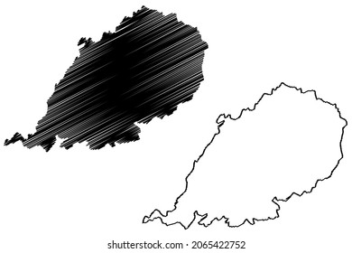 Pulwama district (Jammu and Kashmir union territory, Republic of India) map vector illustration, scribble sketch Pulwama map