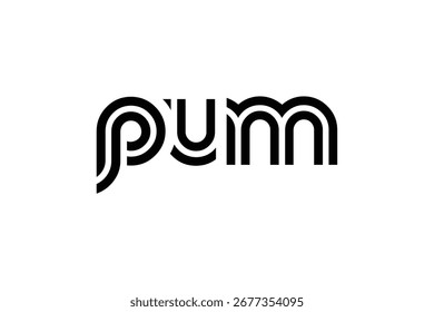 Diseño de logotipo de letra moderno único creativo de PUM. Diseño elegante del logotipo del monograma con los Elementos decorativos y la tipografía