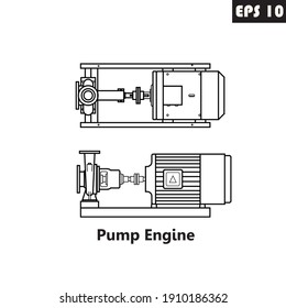 Pum Engine Set Icon Vector, Water Closet Icon Vector Template.