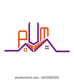 PUM Real State logo design, PUM simple and modern logo. PUM luxurious alphabet design  