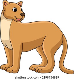 Puma Animal Cartoon Colored Clipart Illustration