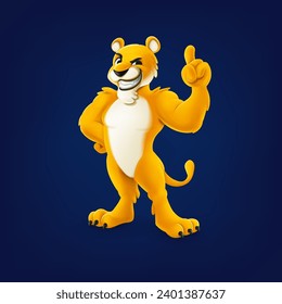 puma cartoon mascot logo with hand pointing up 