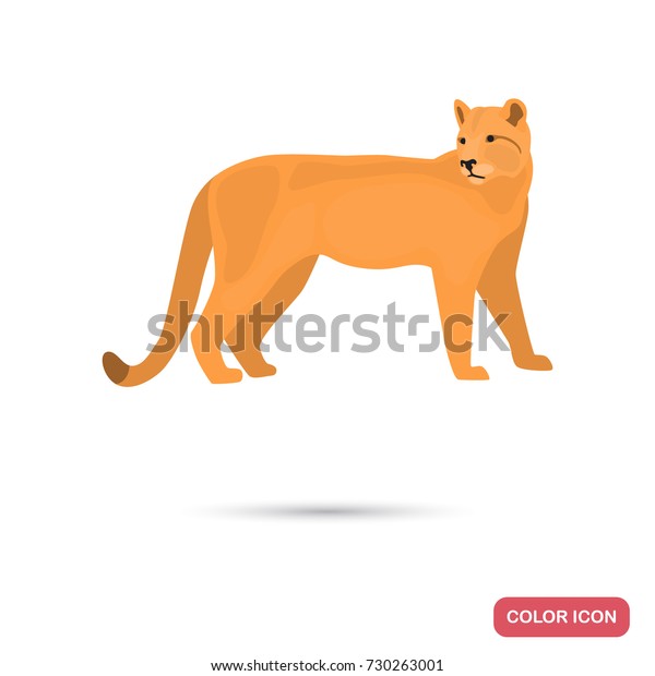Puma Color Flat Icon Web Mobile: vector de stock (libre de regalías)  730263001 | Shutterstock
