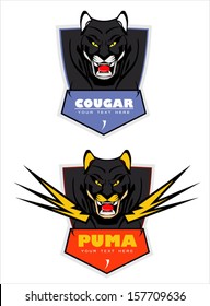 Puma, Cougar. Light. Shield. Puma Head Over the Shield with the Thundering Roaring