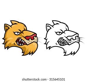 Puma head in 2 version, line art and color version.