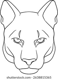 Puma, head of cougar outline vector illustration