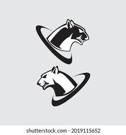 Puma head double silhouette vector for design logo
