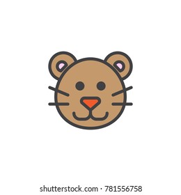 Puma head filled outline icon, line vector sign, linear colorful pictogram isolated on white. Cougar face symbol, logo illustration. Pixel perfect vector graphics