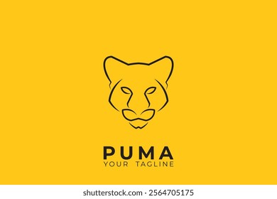 Puma head logo design, minimalist Puma head vector logo