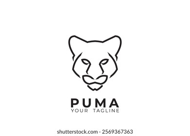 Puma head logo design, minimalist Puma head vector logo