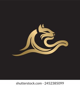 El logo de la cabeza de puma es dorado, simple, moderno y elegante