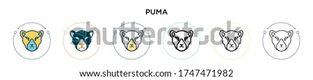 Puma icon in filled, thin line, outline and stroke style. Vector illustration of two colored and black puma vector icons designs can be used for mobile, ui, web