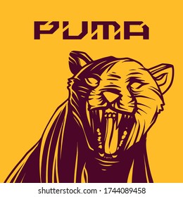 Puma in line art illustration