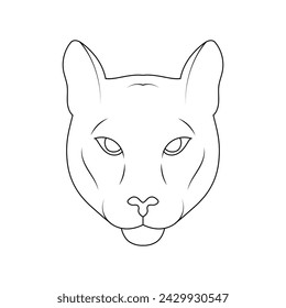 Puma line art. Jungle animal illustration.