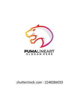 puma line art logo gradient color design template