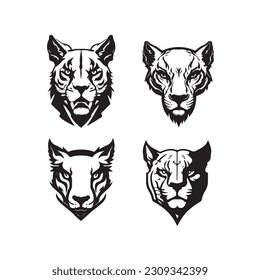 Puma line drawing illustration isolated vector