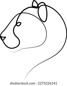Puma, lioness, jaguar head line art drawing. Continuous one line drawing silhouette. Leopard for company logo identity or tattoo. svg