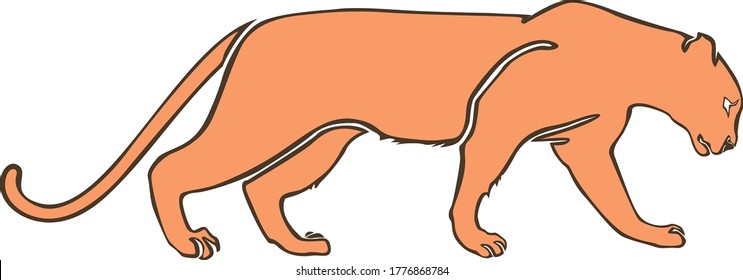 Puma. Lioness. Vector stylized isolated image.