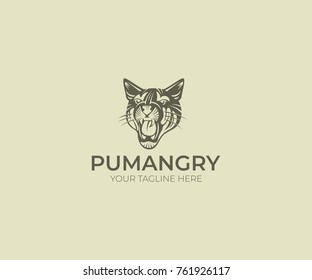 Puma Logo Template. Cougar Vector Design. Animal Silhouette. Predator Illustration