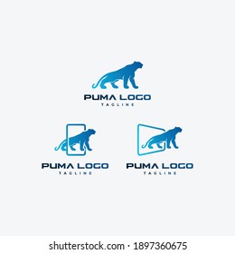 Puma logo template. Panther, puma, wild cat sign with text.