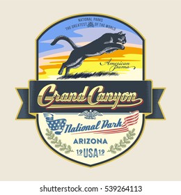 Puma, national Park, Grand Canyon, illustration, vector