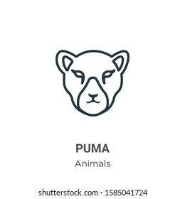 Puma outline vector icon. Thin line black puma icon, flat vector simple element illustration from editable animals concept isolated on white background