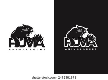 puma silhouette logo design vector illustration suitable for sports logos