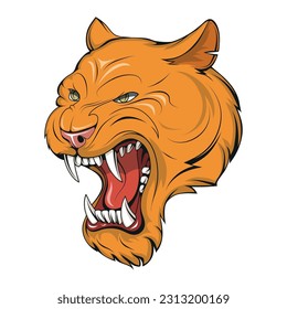 Puma. Vector illustration of a cougar.  Roaring american mountain lion wild cat head. Sport team puma mascot, mountain lion animal